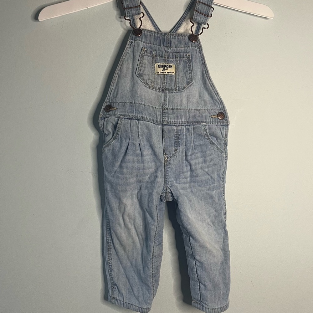 Vintage inspired osh kosh fleece lined overalls size 12 mos